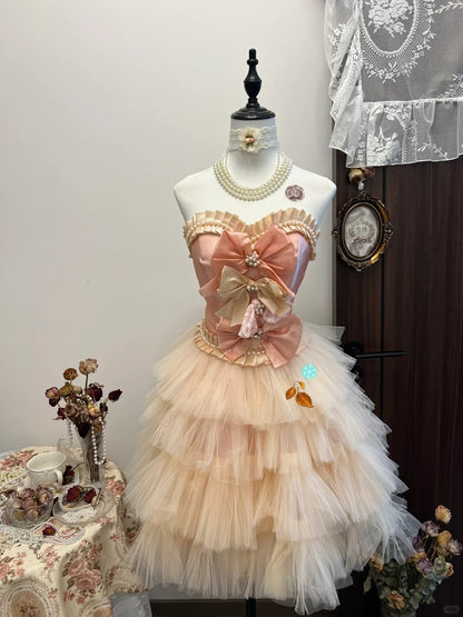 Superbe robe de bal courte en tulle à col en cœur et ligne A avec nœud RF0968