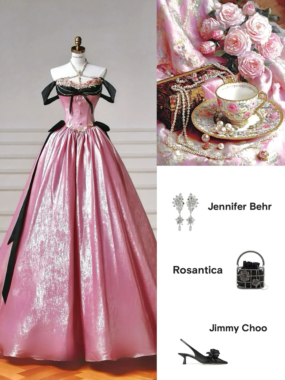 Märchenhaftes rosa V-Ausschnitt A-Linie Satin Langes Ballkleid Süßes HochzeitskleidRF0969