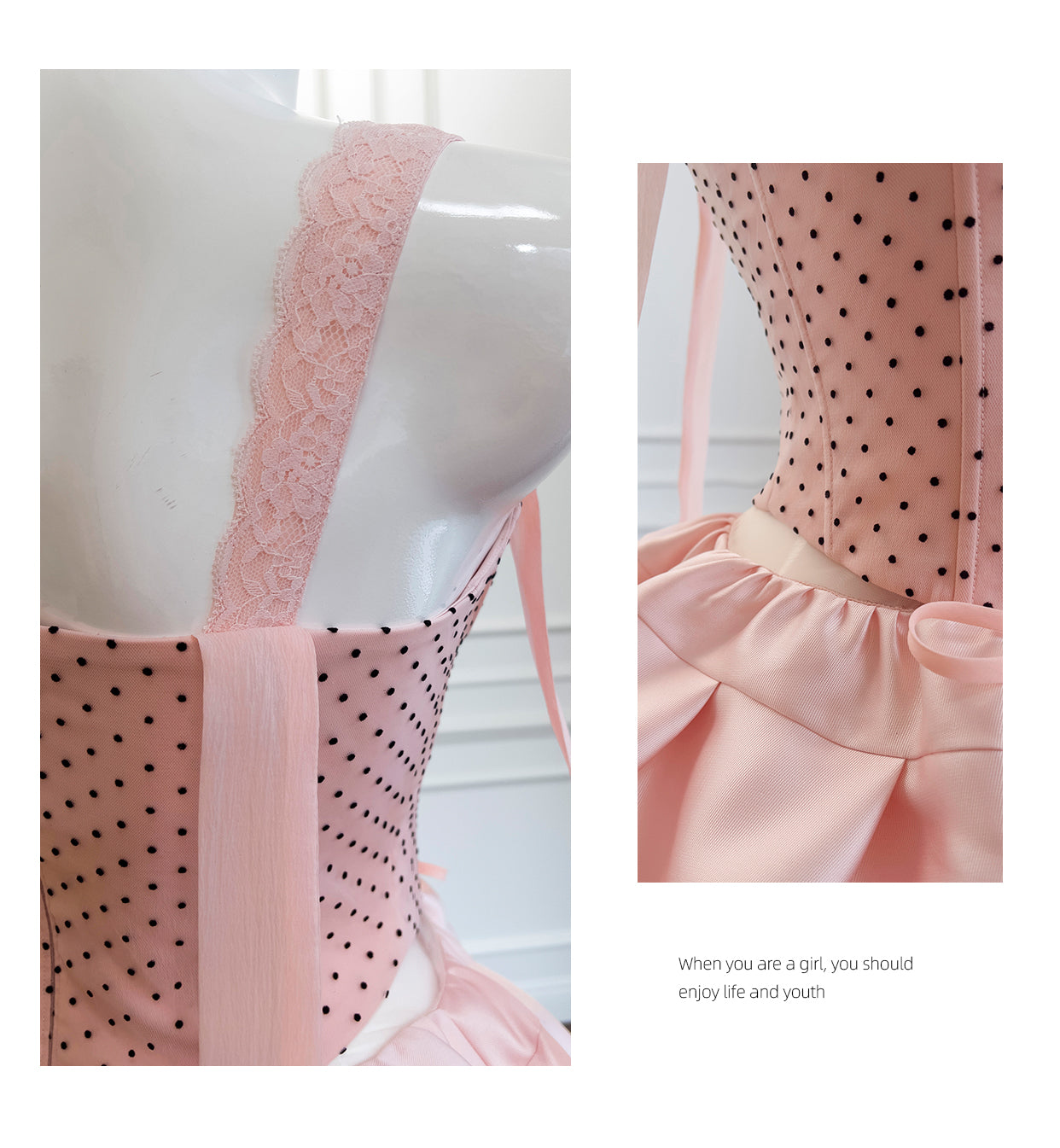 Superbe robe de soirée courte en satin rose à bretelles spaghetti et corset pour Sweet 16, RF0984