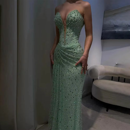 Robe de bal sirène sexy vert menthe, décolleté en cœur, longue, tenue de soirée pour 22e anniversaire, robe de remise de diplôme, RB957