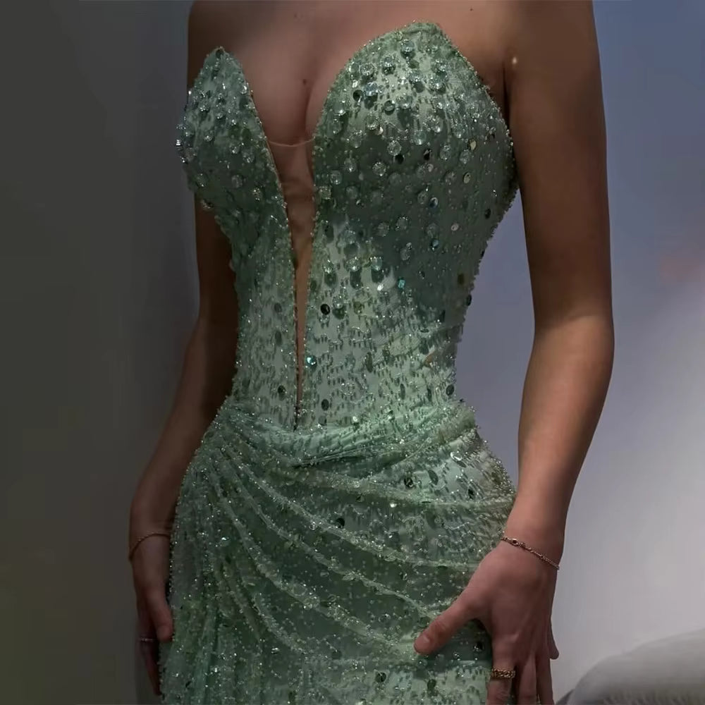 Robe de bal sirène sexy vert menthe, décolleté en cœur, longue, tenue de soirée pour 22e anniversaire, robe de remise de diplôme, RB957