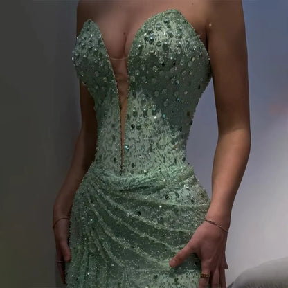 Robe de bal sirène sexy vert menthe, décolleté en cœur, longue, tenue de soirée pour 22e anniversaire, robe de remise de diplôme, RB957