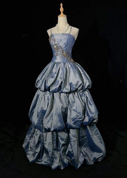 Wunderschöne Abschlussballkleider Inspo Ballkleid Spaghettiträger Grau Satin mit Spitze Lang für Damen Formelles Kleid N3202