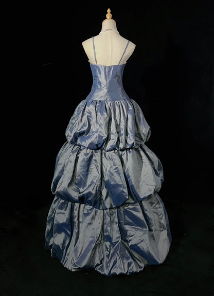 Wunderschöne Abschlussballkleider Inspo Ballkleid Spaghettiträger Grau Satin mit Spitze Lang für Damen Formelles Kleid N3202