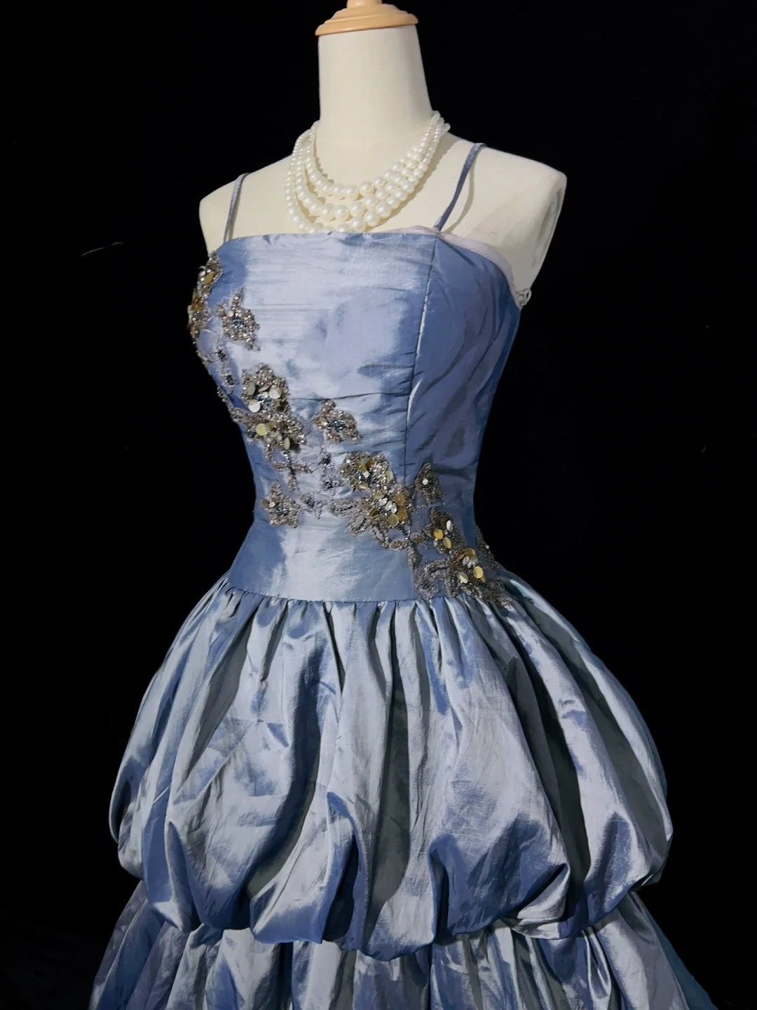 Wunderschöne Abschlussballkleider Inspo Ballkleid Spaghettiträger Grau Satin mit Spitze Lang für Damen Formelles Kleid N3202