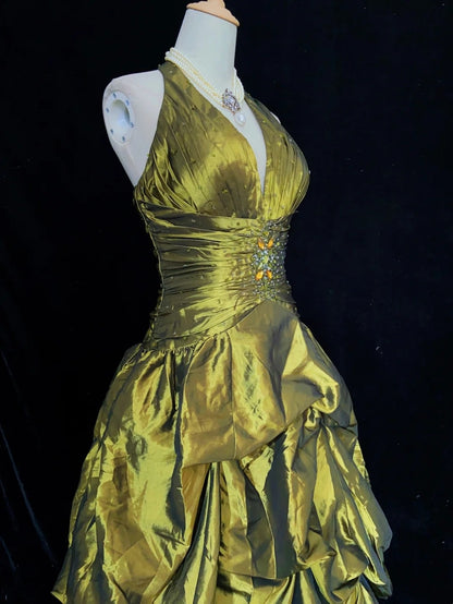 Bescheidene Ballkleider für den Abschlussball, olivgrün, Satin, bodenlang, formelle Abendgarderobe N3485