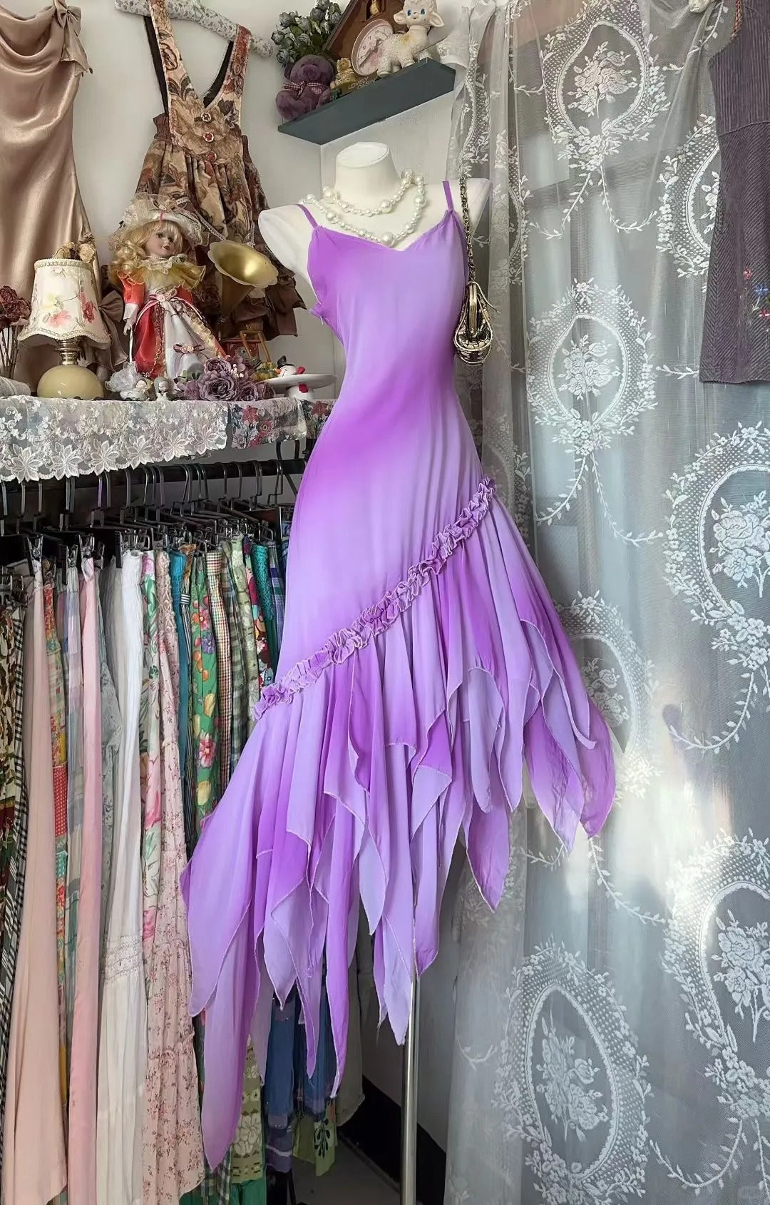 Modest Prom Dresses Mermaid Spaghetti Strap Chiffon Sleeveless Evening Outfits N3598