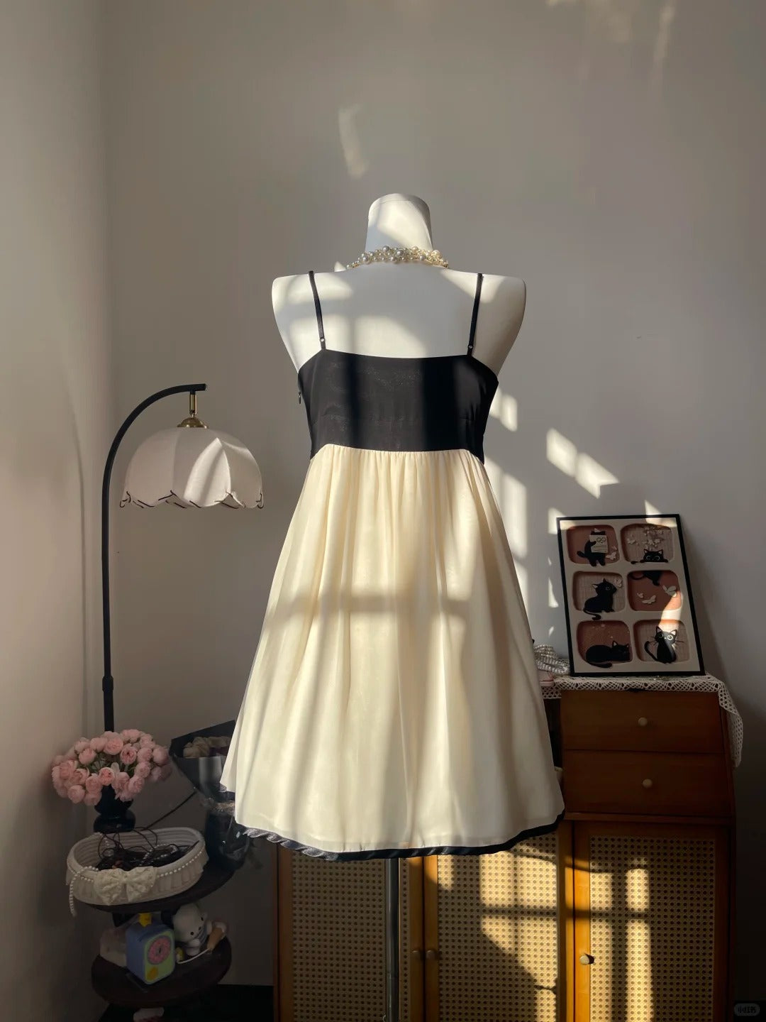Vintage A Line Spaghetti Strap Champagne Black Chiffon 17Th Birthday Homecoming Dress Graduation Outfit RB6785