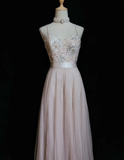 Elegantes A-Linien-Spaghettiträger-Kleid in Rouge-Pink mit Pailletten-Spitze, Ballkleid mit Pailletten für Geburtstage und Abschlussbälle N2834