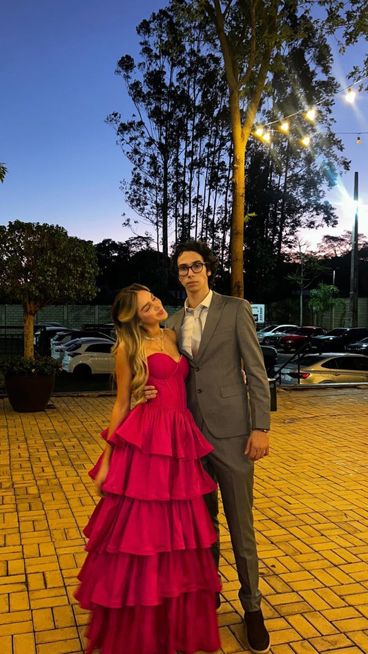 Graceful Ball Gown Sweetheart Hot Pink Sleeveless Pleated Prom Dress Formal Evening Dress Party Gowns AB427
