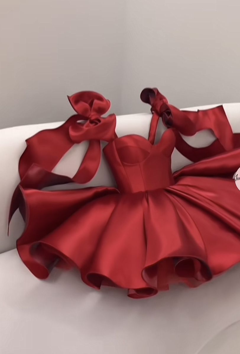 Stylish Ball Gown Spaghetti Strap Red Satin Semi-formal 12th Grad Inspo Short Mini Homecoming Dresses RB4569