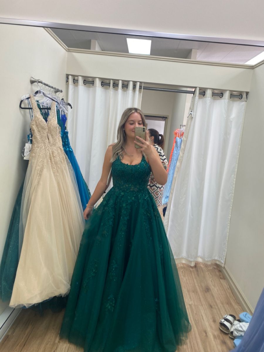 Elegantes, formelles Abendkleid mit Spaghettiträgern in Dunkelgrün, ideal für College, Abschlussball und andere festliche Anlässe für Teenager (N1111)
