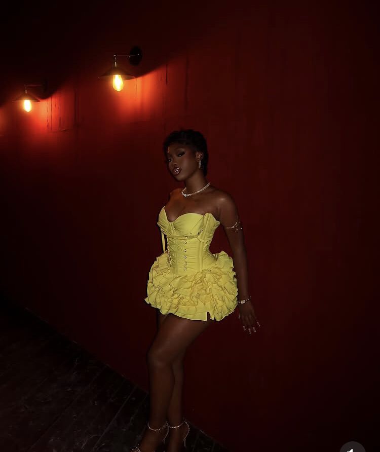 Classy Ball Gown Sweetheart Yellow Satin For Black Girls For Teens With Ruffles Party Short Mini 19th Birthday Dresses Hoco Outfit RB3788