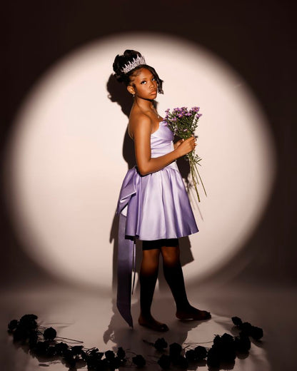 Sweet A Line Strapless Satin Lilac Pleated Sleeveless Short Mini 16th Birthday Dresses Hoco Outfits N1911