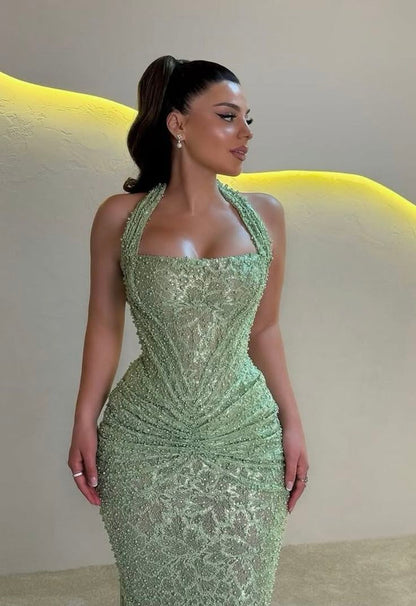 Robe de bal sirène scintillante à paillettes vert menthe pour adolescentes, tenue de soirée formelle, RB2004