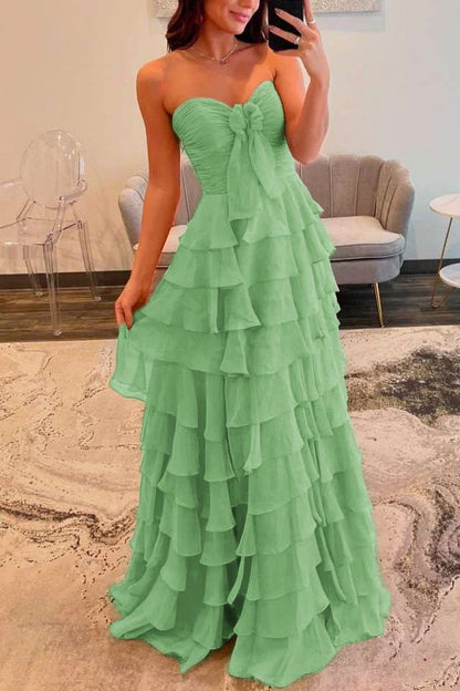 Chiffon Fuchsia Sweetheart Tiered Ruffles Prom Dress with Multi Layers A line 2026 Formal Evening Gowns AB507