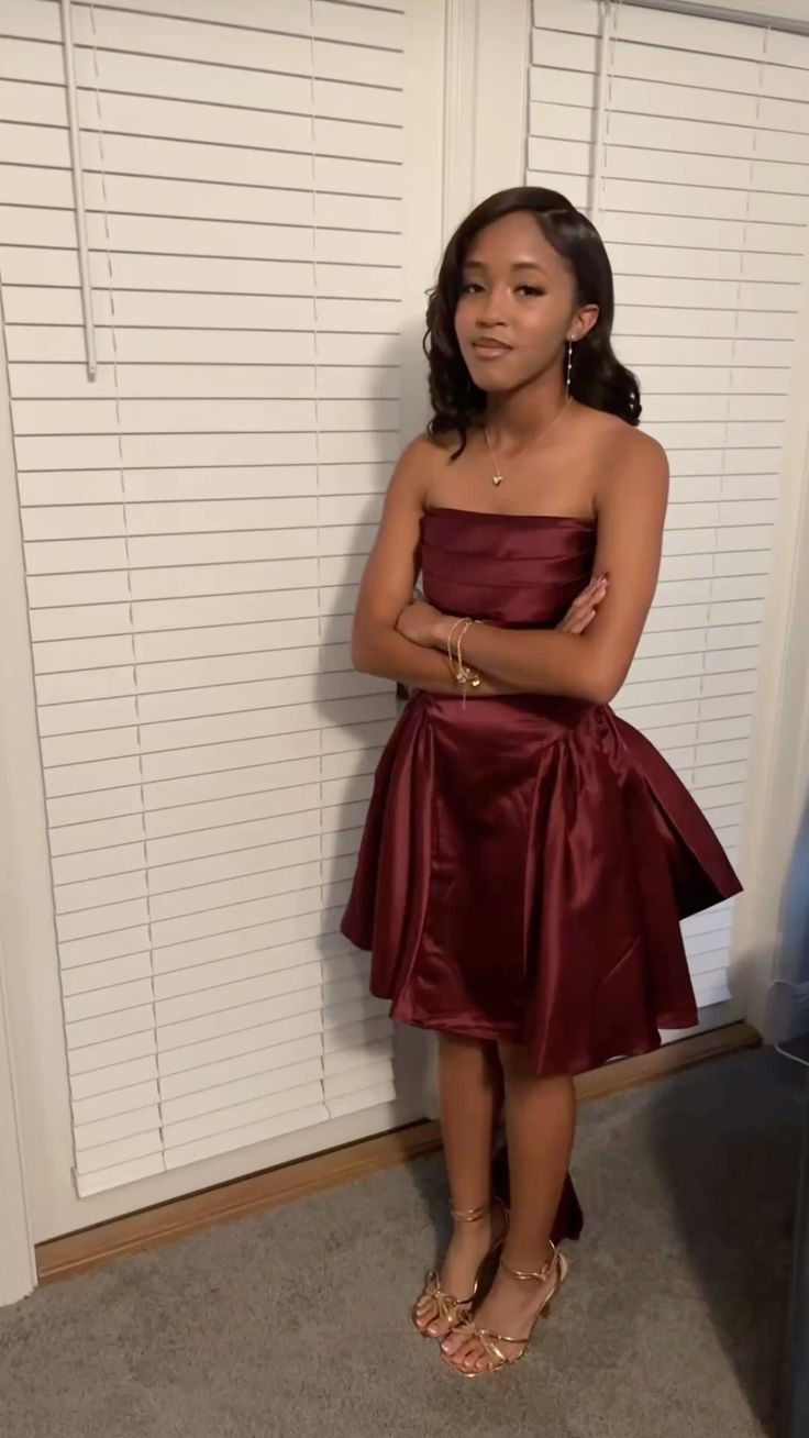 Robe de bal simple bustier bordeaux courte robe de 19e anniversaire Hoco robes de bal de promo RB4127