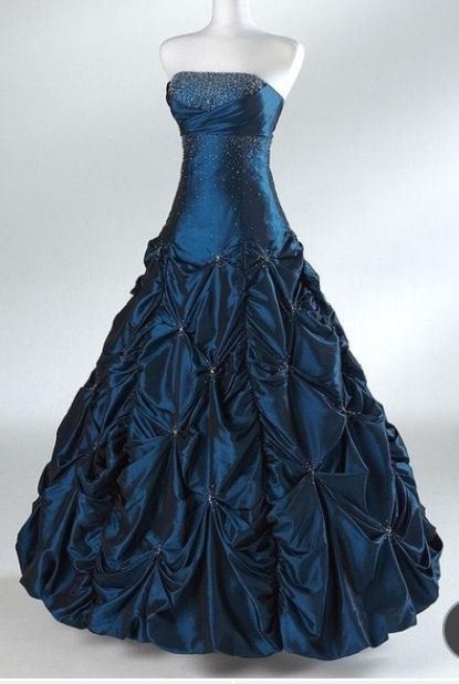 Robe de bal vintage bustier en taffetas bleu marine, inspiration années 90, robe de soirée, robe de princesse pour remise de diplôme AB1345