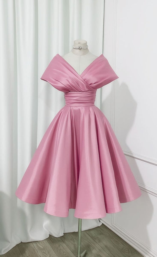 Pretty Ball Gown Off The Shoulder Pink Short Mini Homecoming Dresses Graduation Dress N2435