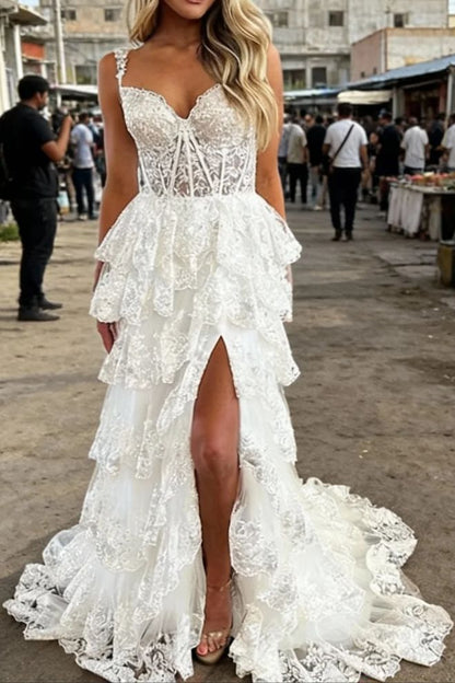 Robe de bal scintillante à épaules dénudées et fente en dentelle pour adolescentes, robe de soirée longue à sequins N791
