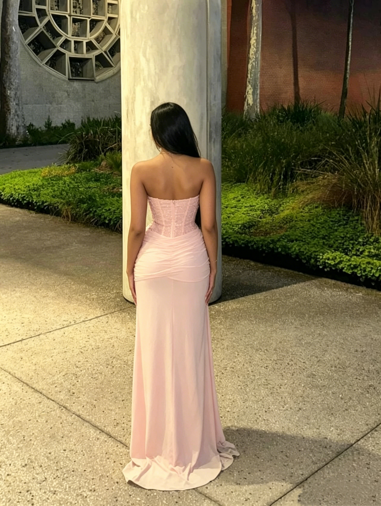 Nouvelle Arrivée Élégante Robe de Soirée Longue Rose à Sequins Cœur Robes de Bal Sirène Moulante pour Femmes N4072