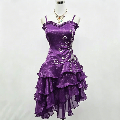 Robe de soirée/de bal mignonne en organza noir bordeaux avec bretelles fines et perles argentées pour le retour au bercail N3907