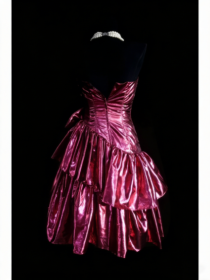 Robe de bal rétro rose à décolleté cœur, robe courte pour un 18e anniversaire, robe de soirée N1259