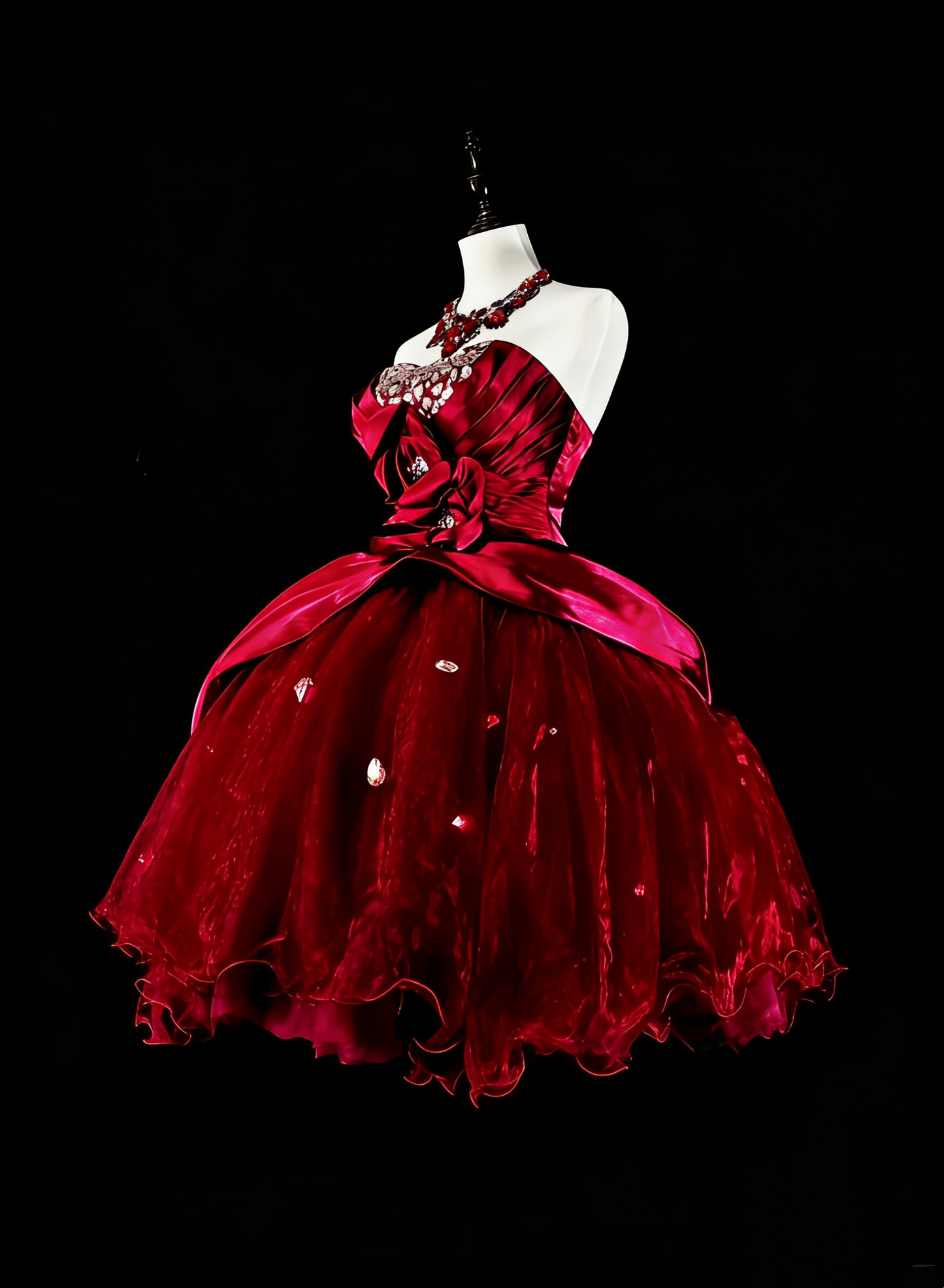 Einzigartiges Ballkleid, trägerlos, burgunderfarbener Tüll, kurzes Mini-Heimkehrkleid, Hoco Kleider N3068