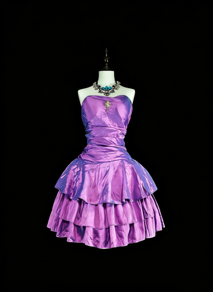 Süße Ballkleid Trägerlos Lila Taft Kurze Mini Homecoming Kleider N2379