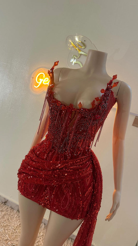 Sexy Sheath Strapless Red Sequin Short 16th Birthday Dress Homecoming Dresses Cocktail Gown AB815
