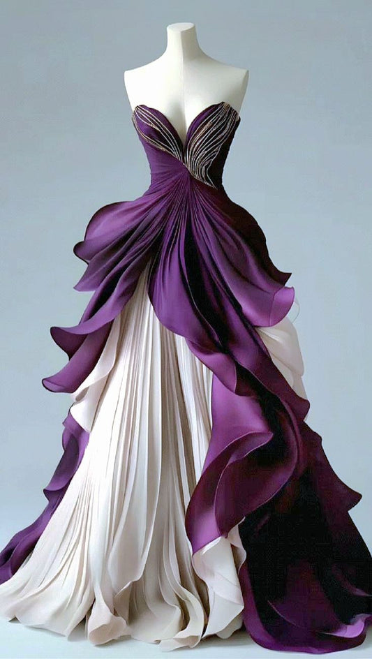 Elegantes Ballkleid mit Herzausschnitt, traubenfarbenem Satin, langes formelles Abendkleid für Damen, Partykleid, Ballkleid zum 22. Geburtstag AB1348