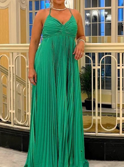 Graceful Spaghetti Strap Green Satin Open Back Prom Evening Dresses Party Gowns AB437