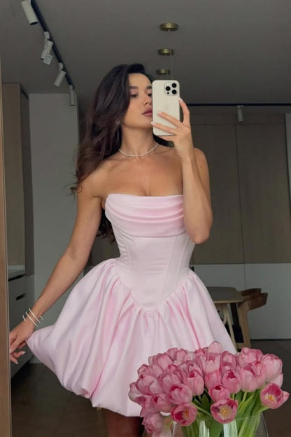 Robes de Bal Courtes Rose Mini Sans Bretelles Sans Manches Senior Inspo N4739