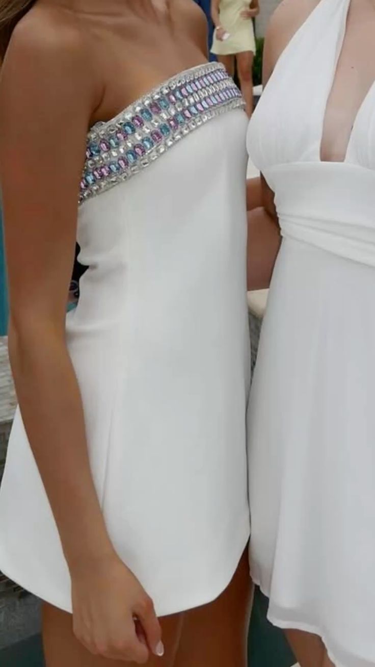 Pretty A Line Strapless White With Beading Mini Dress Homecoming Dresses University Ideas Inspo Short Hoco Court Gowns RB7254