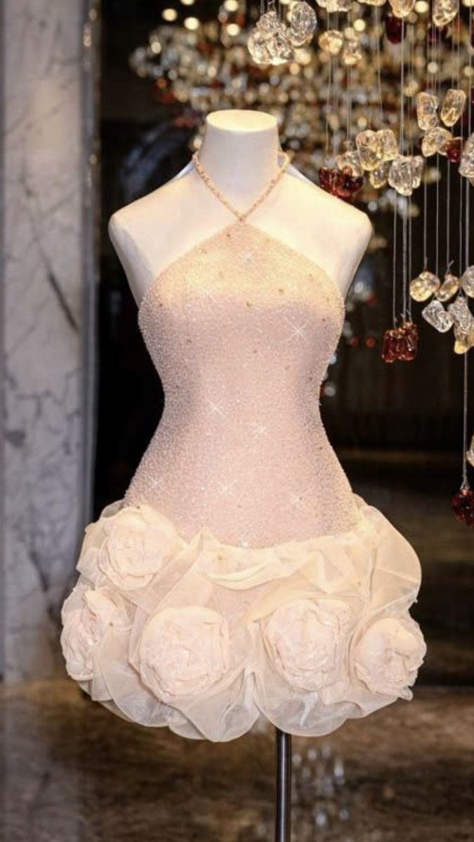 Glitter Sheath Halter Hoco & Homecoming Dress Pink Sequin With Flowers Party Dresses RB6463