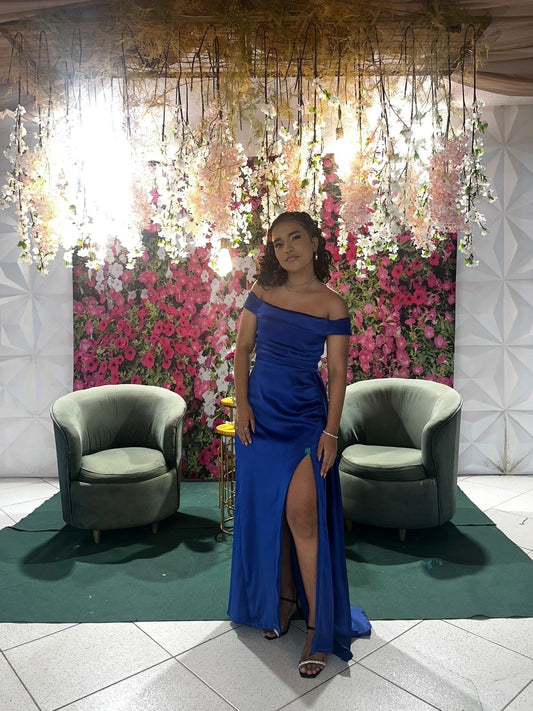 Sexy Off The Shoulder Royal Blue With Split Long Prom Dresses Mermaid Bodycon For Women N4146