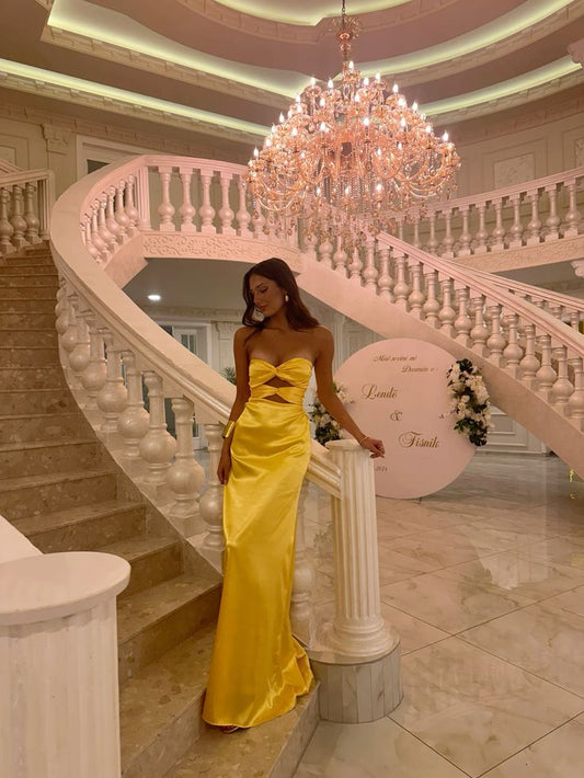 Sweetheart Satin Mermaid Long Evening Prom Dresses Vacation Wedding Guest Gown N258