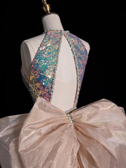 Sparkly Mermaid Scoop Neck Sequin Sleeveless Long Prom Dresses Formal Gowns Evening Dress N680