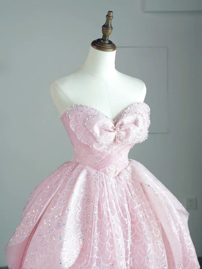 Niedliches Ballkleid mit Herzausschnitt, langes rosa Tüllkleid, Inspiration für Outfits zum 19. Geburtstag, formelles Kleid N528