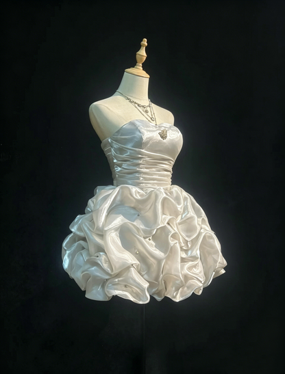Robe de soirée glamour, bustier, robe de cocktail blanche, robes de bal de promo N3812