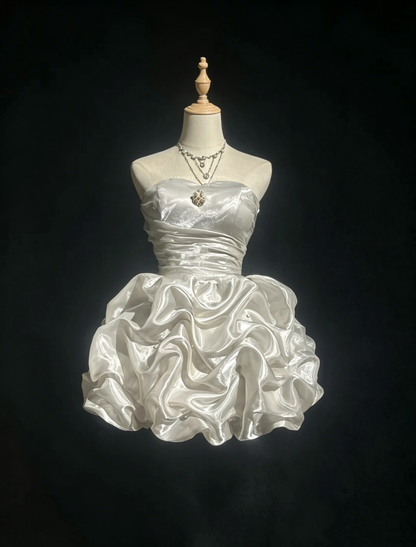 Robe de soirée glamour, bustier, robe de cocktail blanche, robes de bal de promo N3812