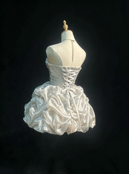 Robe de soirée glamour, bustier, robe de cocktail blanche, robes de bal de promo N3812