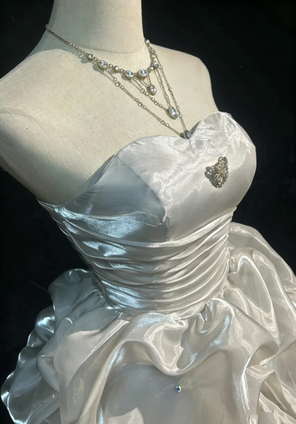 Robe de soirée glamour, bustier, robe de cocktail blanche, robes de bal de promo N3812