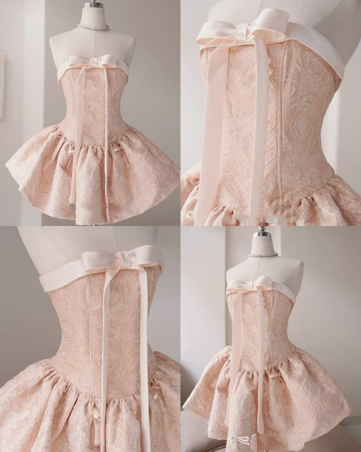Unique Ball Gown Strapless Blush Pink Lace Hoco & Homecoming Dress Inspo Short Party Dresses RB6469