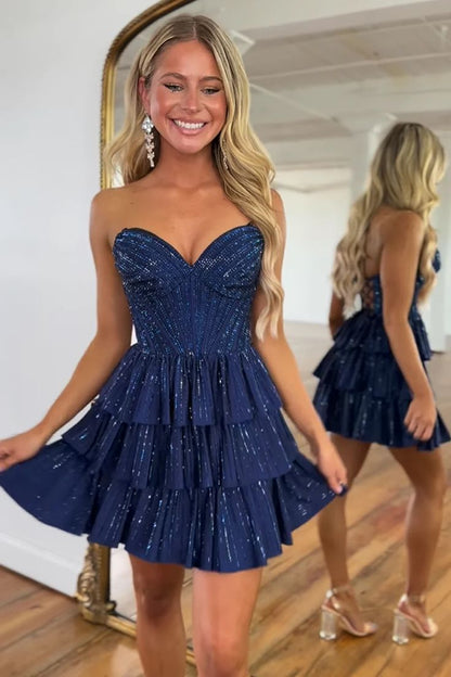 Zarte Sweetheart Glitzer Prinzessin Heimkehrkleider mit Rüschen RB3204