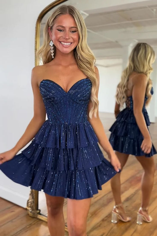 Delicate Sweetheart Sparkle Special Princess Homecoming Dresses with Ruffles RB3204