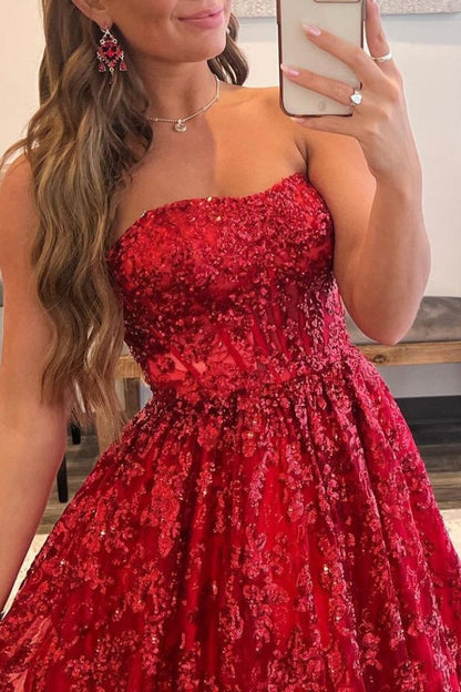 A line Royal Blue Sequined Lace Long Prom Dress with Pockets Formal Evening Gowns AB499