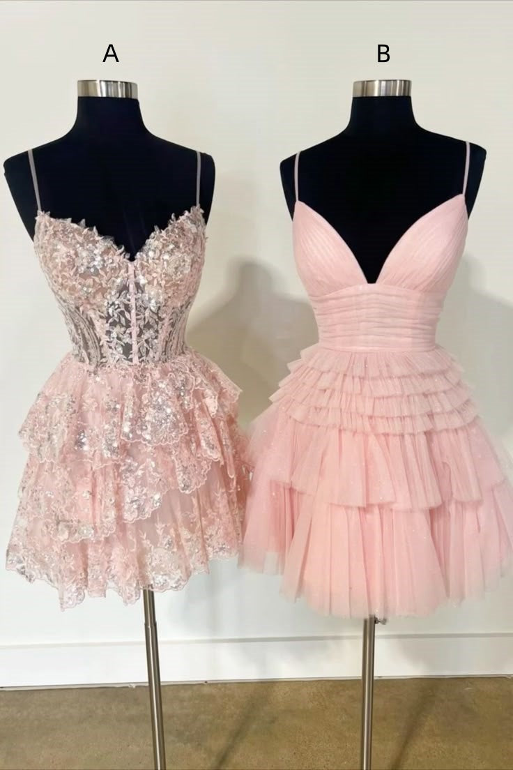 Jolie robe courte rose trapèze à fines bretelles pour filles Barbie, robe de soirée, robes de 18e anniversaire, tenues Hoco RB3546