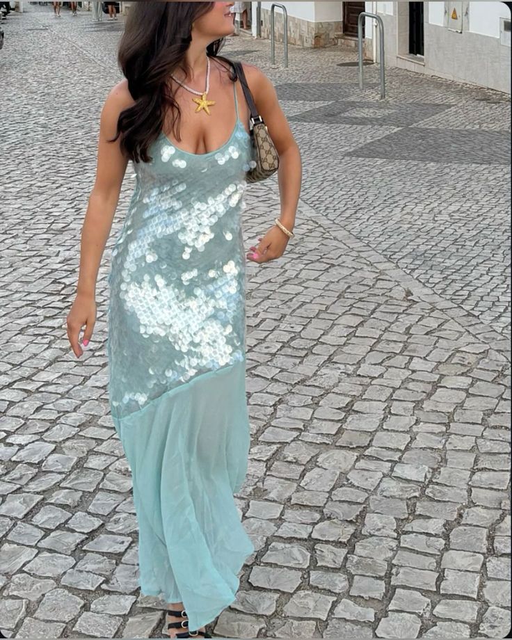 Robe de bal longue sirène élégante à fines bretelles et sequins bleus pour adolescentes, tenue de soirée, robe de cérémonie de remise de diplômes N1092