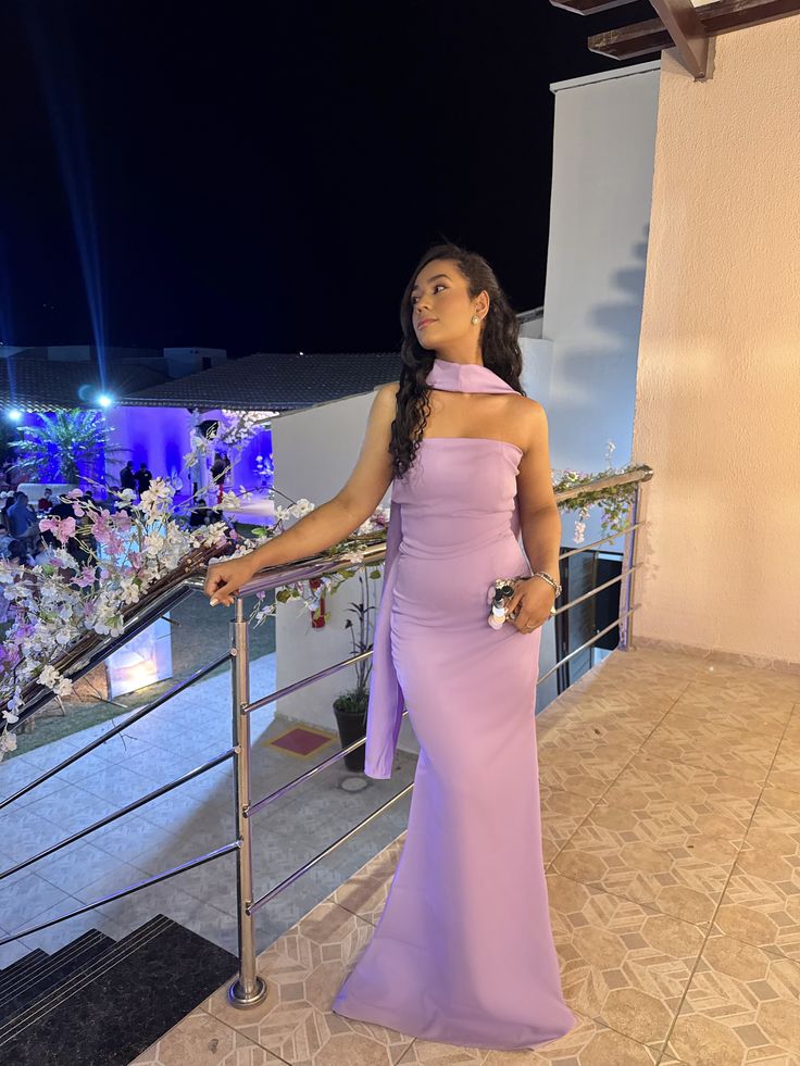 Charming Mermaid Strapless Lilac With Scarf Summer 19th Birthday Elegant Outfit Wedding Guest Dresses N4154